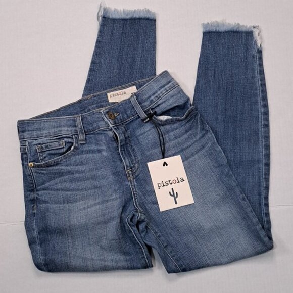 PISTOLA Audrey Distressed Frayed Skinny Jeans Santa Cruz Blue 27 NEW DEFECT - Picture 2 of 8